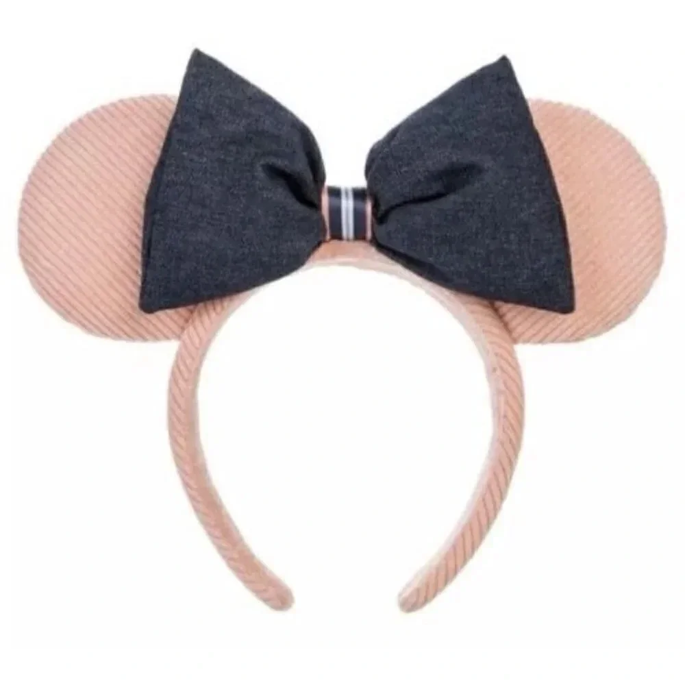 Disney Parks Pink Corduroy Denim Bow Minnie‎ Mouse Ears Headband 2023